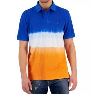 Polo Ralph Lauren Men's XL Orange Blue White Tie Dye Classic Fit Polo Shirt NWT